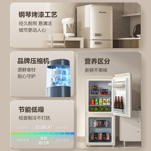 Réfrigérateur à double porte rétro Ben Jerry, silencieux, à économie d'énergie, refroidissement direct, capacité de 118 L, pour la maison - Product Image 2