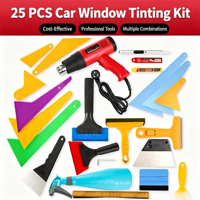 Kit d'outils complet pour l'application de film teinté sur vitres de voiture As Brand, avec pistolet thermique, boîte de rangement, raclettes et films protecteurs transparents pour changement de couleur
