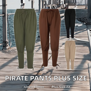 Pantalones de Pirata Edoor para Hombre, Disfraz Medieval Renacentista Gótico, Lino/Algodón Teñido, Impermeables, con Múltiples Bolsillos - Product Image 2