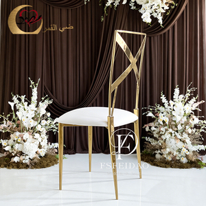 Gold Mesh Back <b>Stackable</b> Modern <b>Dining</b> Luxury Throne <b>Chairs</b> with Stainless Steel Frame for Home Furniture Events Wedding Party - Product Image 3