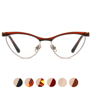 กรอบแว่นตาแบบแคทอาย รุ่น 87266 กรอบครึ่งวงกลม ขาแว่นโลหะแบบสปริง ป้องกันรังสียูวี ป้องกันแสงสีฟ้า สำหรับทุกเพศ ผลิตที่ไถโจว - Product Image 5