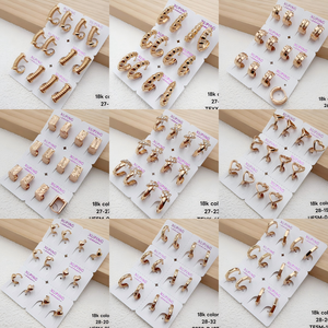 XUPING Vente en gros Boucles d'oreilles créoles couleur or 18 carats, <span class=keywords><strong>Huggies</strong></span> à trois couches de zircone cubique pour femmes, Bijoux pour usage quotidien - Product Image 6