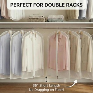 Translucent PEVA <b>Clothes</b> <b>Storage</b> Bag Waterproof Moisture Proof Thickened Hanging Dust Cover for Dry Cleaner - Product Image 4