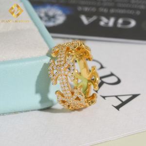 Anillo de Plata de Ley 925 con Baño de Oro de 18K y Diamantes, Anillo Personalizado de Alta Calidad con Moissanita VVS para Compromiso y Boda - Product Image 6