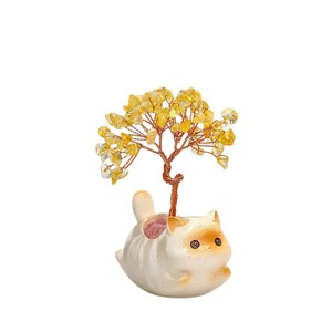 Cute Cat <b>Crystal</b> <b>Tree</b> Ornament Resin Figurine Desk Decoration Gift Home Decor - Product Image 5