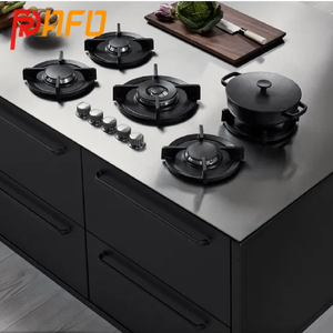 2024 nóng bán tùy chỉnh thạch anh Countertop toàn bộ đồ nội thất nhà bếp với hòn đảo đơn giản phong cách màu đen tự động tủ bếp - Product Image 6
