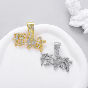 18K Gold Plated Zinc Alloy Fully Iced Out Trendy <strong>PLUG</strong> Pendant Hip Hop <strong>Plug</strong> Design Letter Charm for Cuban Link <strong>Chain</strong> - Product Image 5