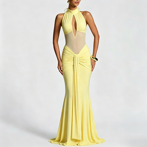 Abito <span class=keywords><strong>da</strong></span> <span class=keywords><strong>Donna</strong></span> <span class=keywords><strong>Sexy</strong></span> in Tinta Unita con Scollo all'Americana e Arricciatura in Rete, Senza Maniche, <span class=keywords><strong>Abbigliamento</strong></span> Estivo <span class=keywords><strong>da</strong></span> Spiaggia per <span class=keywords><strong>Donna</strong></span> - Product Image 5