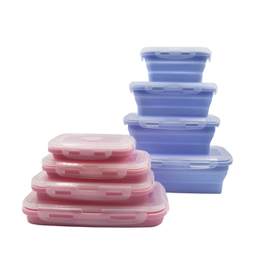 Eco-Friendly 4pcs/set <strong>Collapsible</strong> Silicone Lunch <strong>Box</strong> Container Portable Microwave Home Kitchen Food <strong>Storage</strong> Bento <strong>Box</strong> - Product Image 5