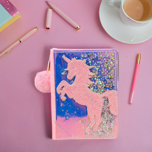 Soododo Cô Gái Dễ Thương Unicorn Lông Thiết Kế Từ Vải Bìa Máy Tính Xách Tay A5 Sổ Sổ Sổ Tay Nhanh Chóng Cát Long Lanh Giấc Mơ Loose-Leaf - Product Image 4