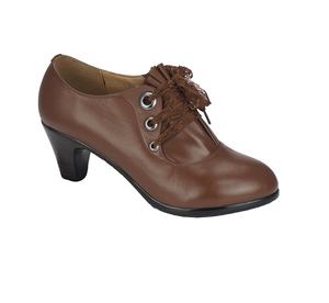 Scarpe Casual Trendy con Tacco <span class=keywords><strong>a</strong></span> Blocco e Punta Chiusa con Lacci per Donne, Primavera Estate Autunno, in Vera Pelle Morbida con Suola in Gomma, per Ufficio - Product Image 2