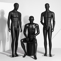 Mannequins Homme en Plastique Noir Mat Corps Entier Musclé pour Articles de Sport