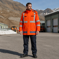 Veste imperméable légère, respirante, réutilisable et durable en PU orange fluorescent avec doublure en coton synthétique