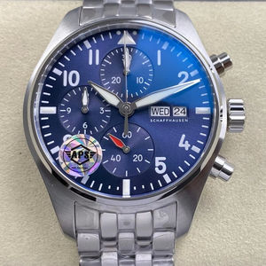 Reloj Mecánico de Lujo de Súper Calidad 41mm APS Factory Cal. Reloj de Piloto Multifuncional Cronógrafo Azul con Movimiento 69385 IW388102 - Product Image 1