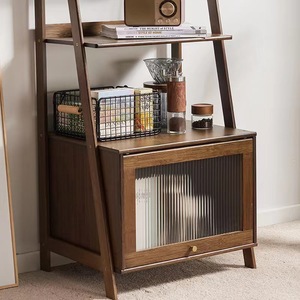 Étagère de rangement <span class=keywords><strong>en</strong></span> <span class=keywords><strong>bois</strong></span> moderne avec <span class=keywords><strong>porte</strong></span> <span class=keywords><strong>en</strong></span> verre pour le salon, présentoir de livres, rangement pour le bureau à domicile et organisateur <span class=keywords><strong>d</strong></span>écoratif - Product Image 3