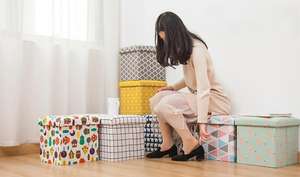 Pouf japonais portable, marchepied pliable, boîte de rangement rembourrée pour jouets, pour salon, chambre à coucher, en tissu - Product Image 6