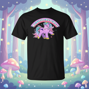 T-shirt My Little Pew Pew Unicorn noir pour adulte, unisexe, promotionnel - Product Image 3