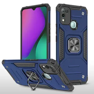 For Infinix Hot 10 Play Hot9 9 Zero 8 Smart 4 Note 7 Lite Case Magnetic Metal Finger Ring Stand Armor Shockproof Back Cover