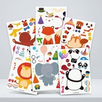 Autocollants personnalisés visage d'animal DIY – Feuilles d'autocollants de personnages à mélanger et assortir (Renard, Panda, Éléphant, Tigre) – Fournitures de fête – Vente au détail et en gros