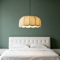 Lustre suspendu moderne en fer et tissu, abat-jour festonné vintage, pour salon, chambre, îlot de cuisine