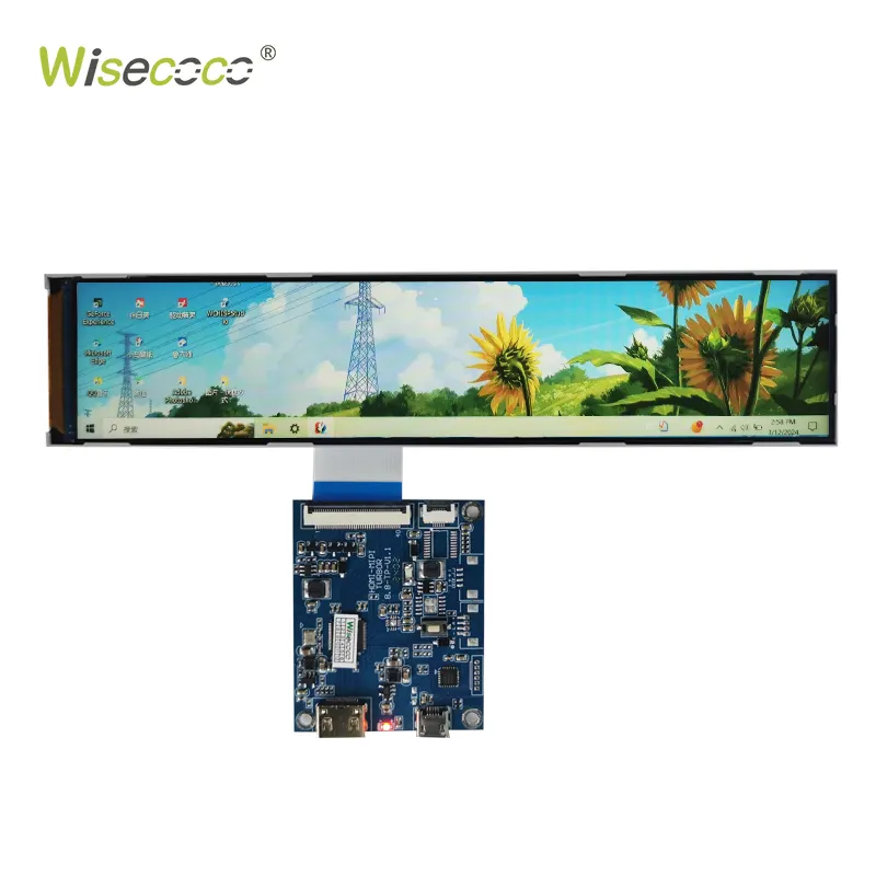 شريط عرض Wisecoco Tft مرن Ips لشاشة عرض عرض عرض مقاس 7 بوصة 600*1424 مع وحدة عرض LCD لعرض درجة الحرارة العريضة