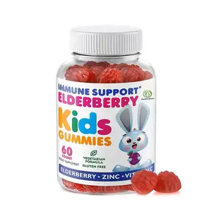 Private Label Elderberry Gummies Zinc Vitamin C Supplement Immune Support Vegetarian Formula Gluten Free Kids Gummies