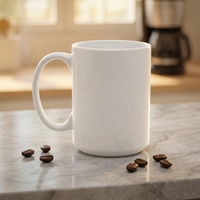 Mug à sublimation blanc de 15 oz, cadeau personnalisé, tasse à café en céramique, passe au lave-vaisselle, sans BPA, avec poignée, en stock