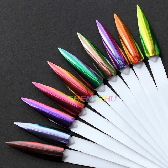 Shengzhu White Ghost Colorshift Nail Pigment Chrome Mirror Nail Opal Aurora Chameleon Coating Paint Pigment Powder