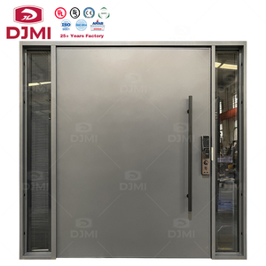 Porte d'entrée avant en <span class=keywords><strong>aluminium</strong></span> gris de grande taille pour maison, villa, porte d'entrée extérieure avec <span class=keywords><strong>volets</strong></span> des deux côtés - Product Image 1