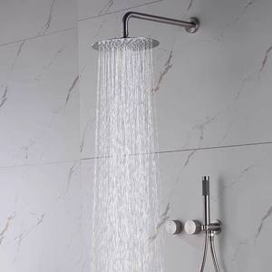 Pomme de <span class=keywords><strong>douche</strong></span> murale encastrée <span class=keywords><strong>à</strong></span> poignée unique en nickel brossé minimaliste italien, entièrement en cuivre, garantie 5 ans, eau chaude et froide - Product Image 5