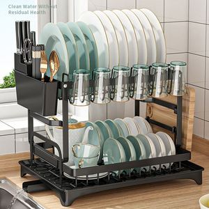 Oem Layer Dish Rack Drain Rack Organization Holder Kitchen Dish Storage Rack Bowl Dish Tray With Drain Board Cutlery Cup - Product Image 2