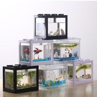Bureau Mini Acrylique Poisson Aquarium Liberté Assemblage Bloc de Construction Bêta Fish Tank