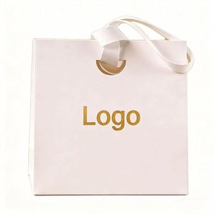 Custom Luxury <b>Small</b> Boutique Luxury Cardboard Gift Packaging Paper <b>Bag</b> and Jewelry Packaging Paper <b>Bag</b> With Ribbon Handle - Product Image 2
