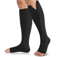 Chaussettes de compression unisexe à bout ouvert 20-30 mmHg pour infirmières, améliorent la circulation sanguine, pour périostites tibiales, avec fermeture éclair, hauteur genou