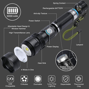 Không thấm nước siêu sáng tầm xa mạnh mẽ 1000 + lumen ngọn đuốc chiến thuật XHP50 dẫn đèn pin sạc - Product Image 2