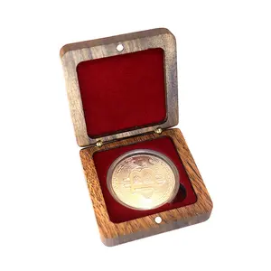 고급 싱글 코인 박스 보관함 기념 고대 코인 컬렉션 블랙 월넛 원목 메달 상자