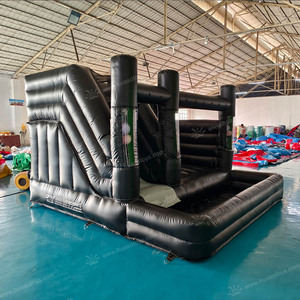 Castillo Inflable 3 en 1 Negro Comercial de PVC con Tobogán y Piscina de Pelotas Moonwalk, Brincolín Inflable Totalmente Negro para Niños - Product Image 6