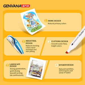 Genvana Văn Phòng Phẩm Đánh Dấu Thiết Lập 12/14/30/36/40/48/60 Màu Sắc Nghệ Thuật Phác Thảo Đôi Đánh Dấu Nghệ Thuật Đánh Dấu Đầu Kép Phác Thảo Rượu Đánh Dấu - Product Image 3