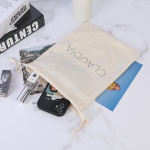 カスタムロゴ入り 再利用可能 エコフレンドリー 薄手コットンモスリン巾着ギフト包装 化粧品ポーチバッグ - Product Image 3