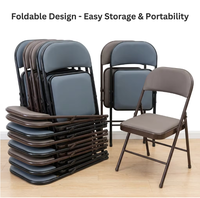Chaise pliante rembourrée pour salle à manger, chaise pliante en métal épais avec coussin moelleux pour une utilisation en intérieur, en extérieur, dans le jardin ou dans le salon