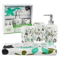 CF 16 pièces ensemble de salle de bain boîte-cadeau personnalisé en plastique porte-brosse à dents tasse à eau distributeur de savon Polyester tissu rideau de douche crochets