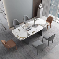Ensemble de table à manger rectangulaire en marbre naturel moderne de luxe de haute qualité, grande taille, meubles de maison, salle à manger, villa, hôtel, appartement