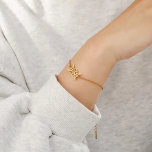 Wicca magique pentagramme <span class=keywords><strong>Bracelet</strong></span> pour femme Triple lune déesse acier inoxydable amulette <span class=keywords><strong>Bracelet</strong></span> main bijoux 2023 cadeaux - Product Image 4