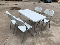 Table pliante pliable en plastique à hauteur réglable de 4 pieds Table pliante portable blanche avec poignée de transport pour le camping