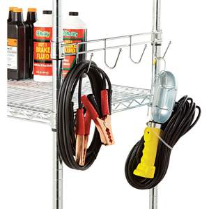 Barres de suspension en fil métallique argenté Alera de 24 po de profondeur, 5 crochets par barre, 2 barres par paquet, pour rangement de garage - Product Image 1