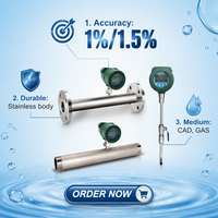 Alat Ukur Aliran Massa Gas Termal Jarak Jauh Smart Modbus Dn20 Tipe Flens Ulir Pengukuran Oksigen CO2 Akurasi +/-1% Aluminium/Stainless