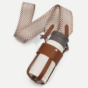 <b>Water</b> Holder <b>Strap</b> Pu Leather <b>Bottle</b> Carrier Cup Protective Sleeve With Handle - Product Image 1