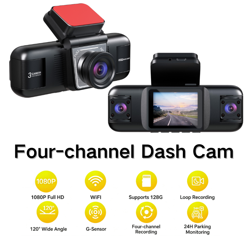 <strong>2026</strong> New 4 Channels Car Camera <strong>DVR</strong> Dash Cam 2'' IPS 1080P Video G-sensor Rear View Black Box Recorder Driving