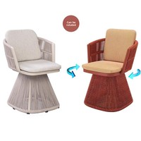 Ensemble de chaise pivotante et table en alliage d'aluminium de style nordique pour patio, jardin, balcon, cour, villa - Meubles d'extérieur