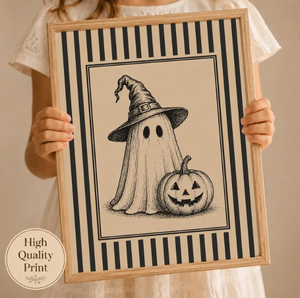 Poster con Cornice PS Fatto a Mano, Arte Gotica da Parete con Stampa di Strega, Fantasma e Scheletro per Decorazione d'Interni - Product Image 2